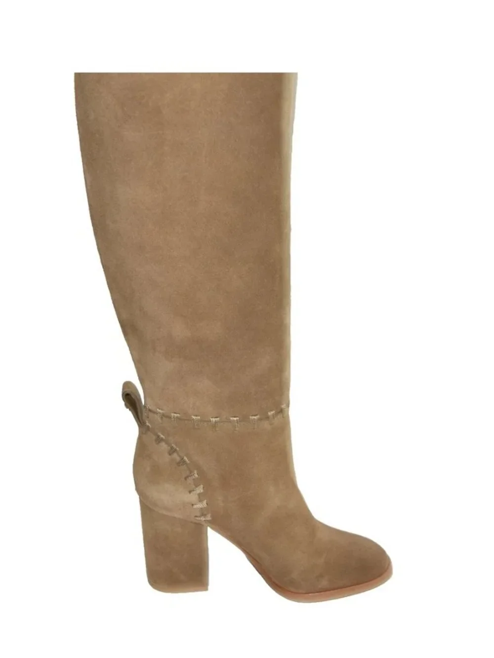 New Tory Burch Contraire Block Heel Suede Boot River Rock Brown Sz 5 DD19